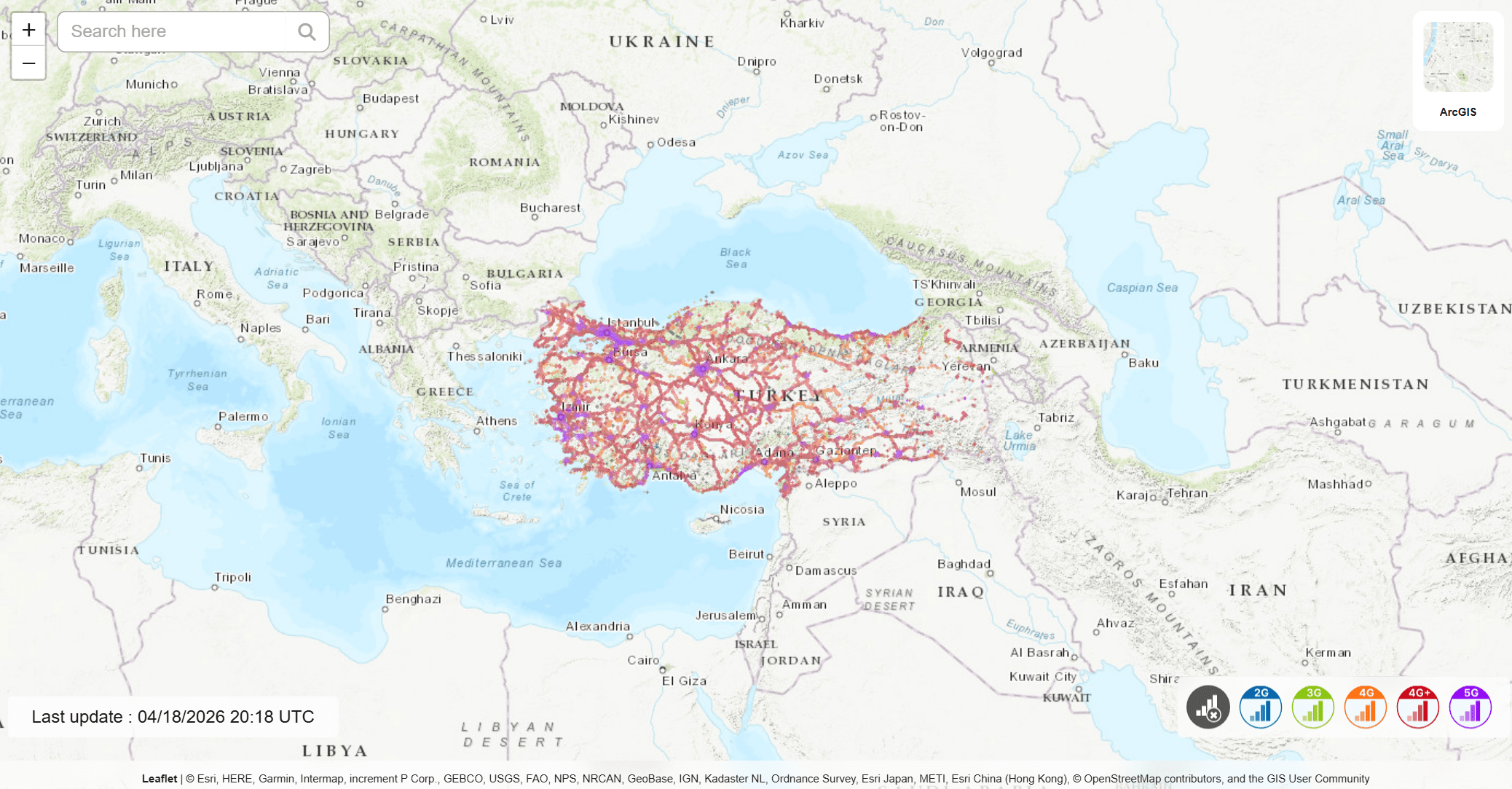 Mapa de cobertura de xarxa mòbil: Turquia